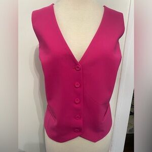 NICOLE MILLER Hot Pink Button-Up Vest - Size L - NEW